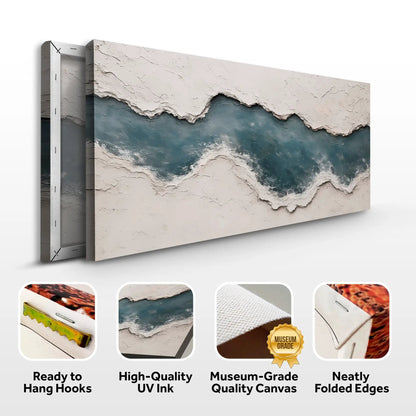 Minimalist Wall Art XII canvas by Tailored Canvases with beige texture and teal accent on Tampa Home & Garden Store