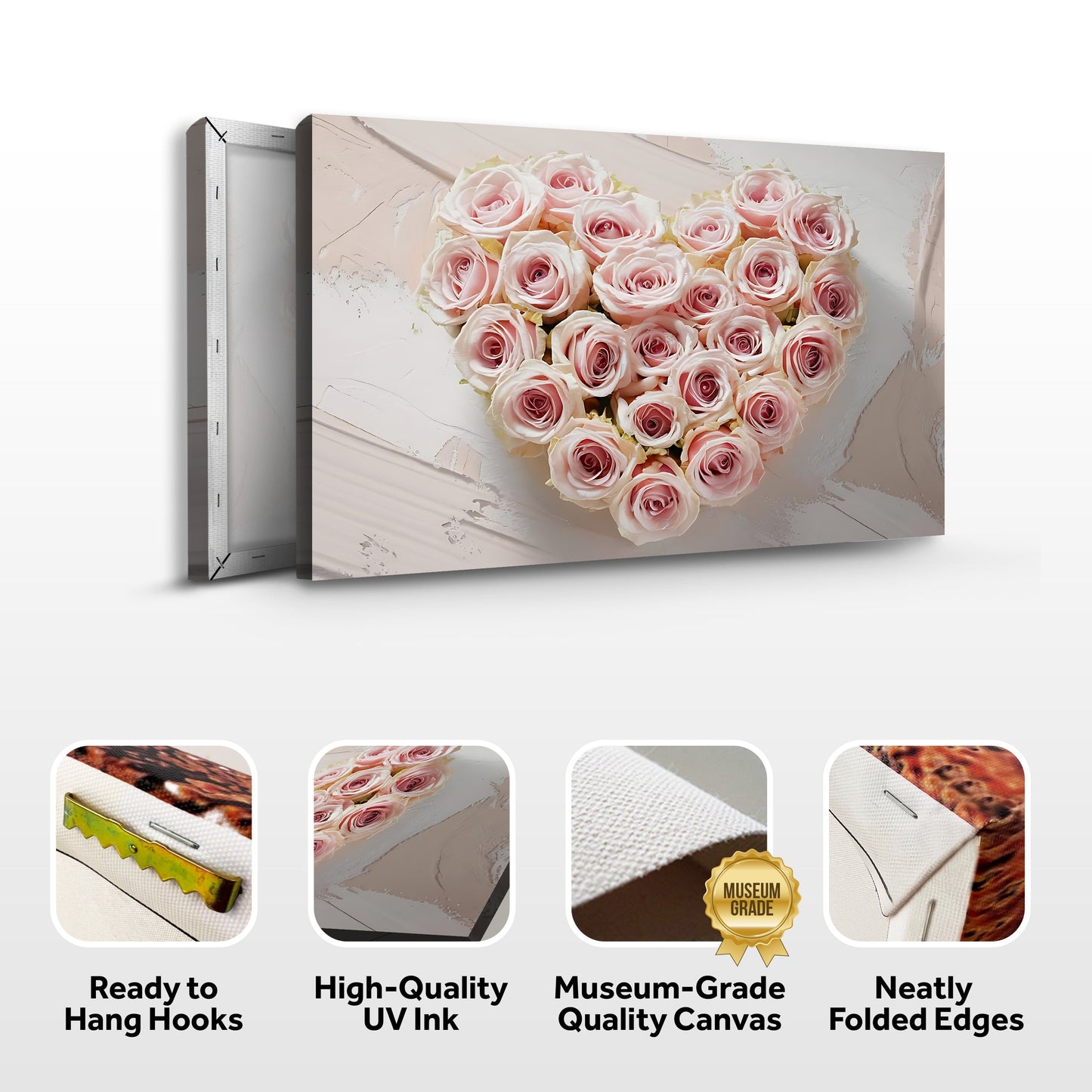 Floral Heart Wall Art IV canvas with pink rose bouquet in a heart by Tailored Canvases on Tampa Home & Garden Store