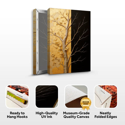 Golden Eclipse Wall Art canvas by Tailored Canvases, gold-toned, multi-panel tree design on Tampa Home & Garden Store