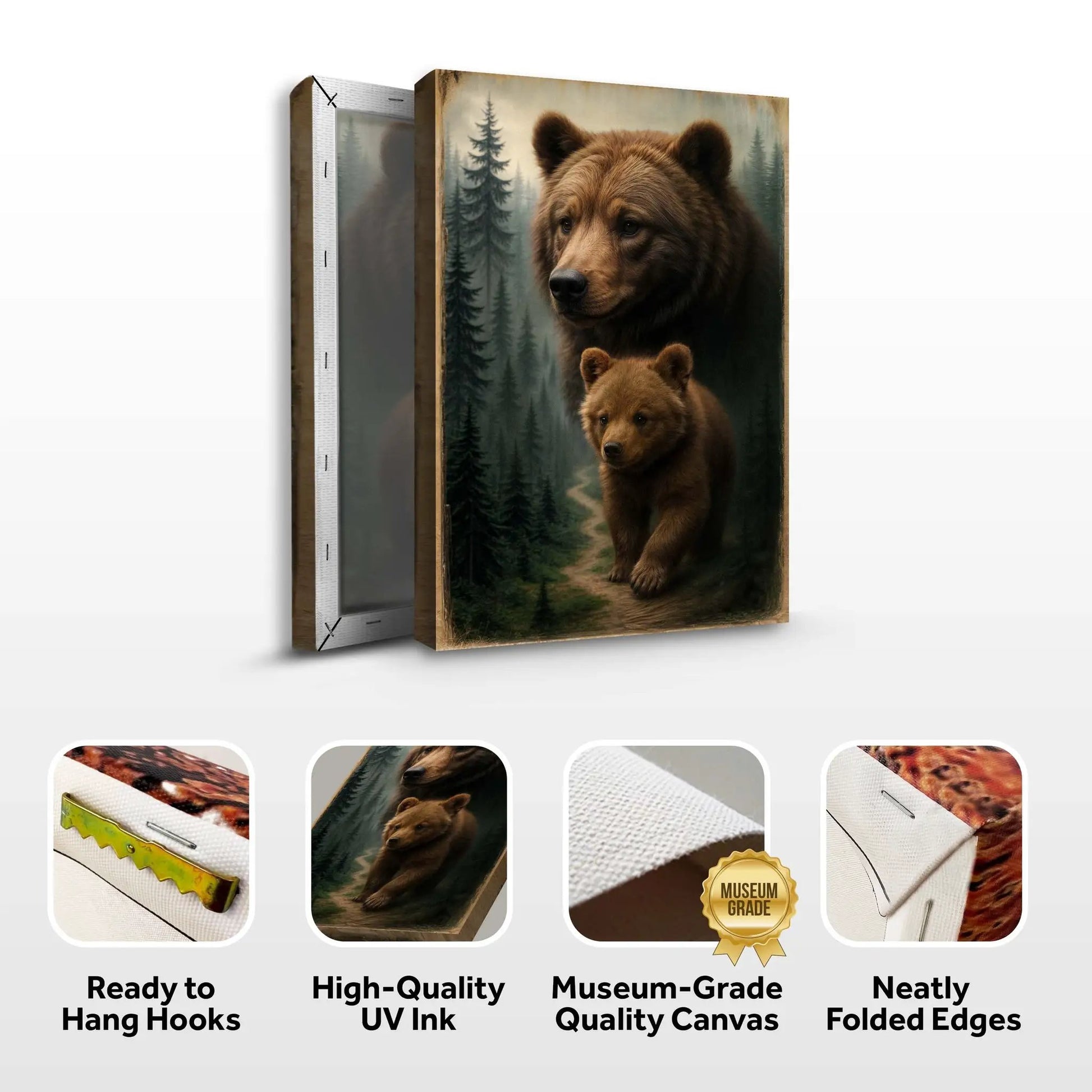 Path of the Wild Kin Bear and Cub canvas wall art wood-framed forest scene Tailored Canvases on Tampa Home & Garden Store