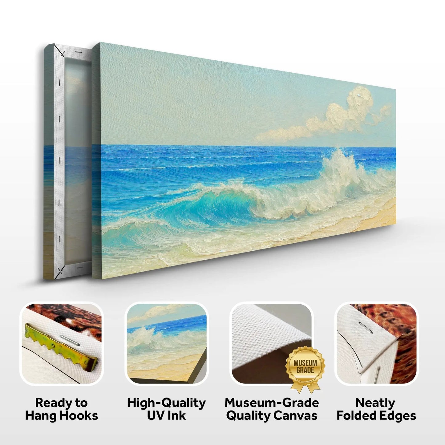 Serene Ocean Wave Coastal Wall Art Canvas