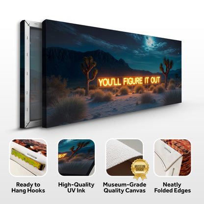 You'll Figure It Out wall sign canvas neon orange lettering desert scene Tailored Canvases on Tampa Home & Garden Store