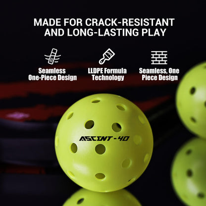 Ascent Outdoor Tournament Pickleballs neon yellow-green perforated balls for outdoor play on Tampa Home & Garden Store