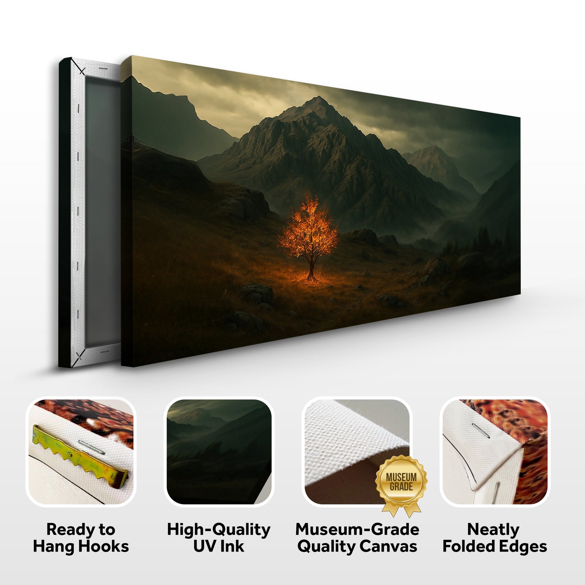 Burning Bush Faith Wall Art V canvas by Tailored Canvases, orange tree amid mountains on Tampa Home & Garden Store