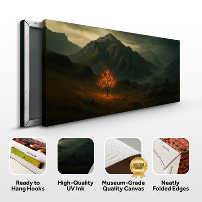 Burning Bush Faith Wall Art V canvas by Tailored Canvases, orange tree amid mountains on Tampa Home & Garden Store