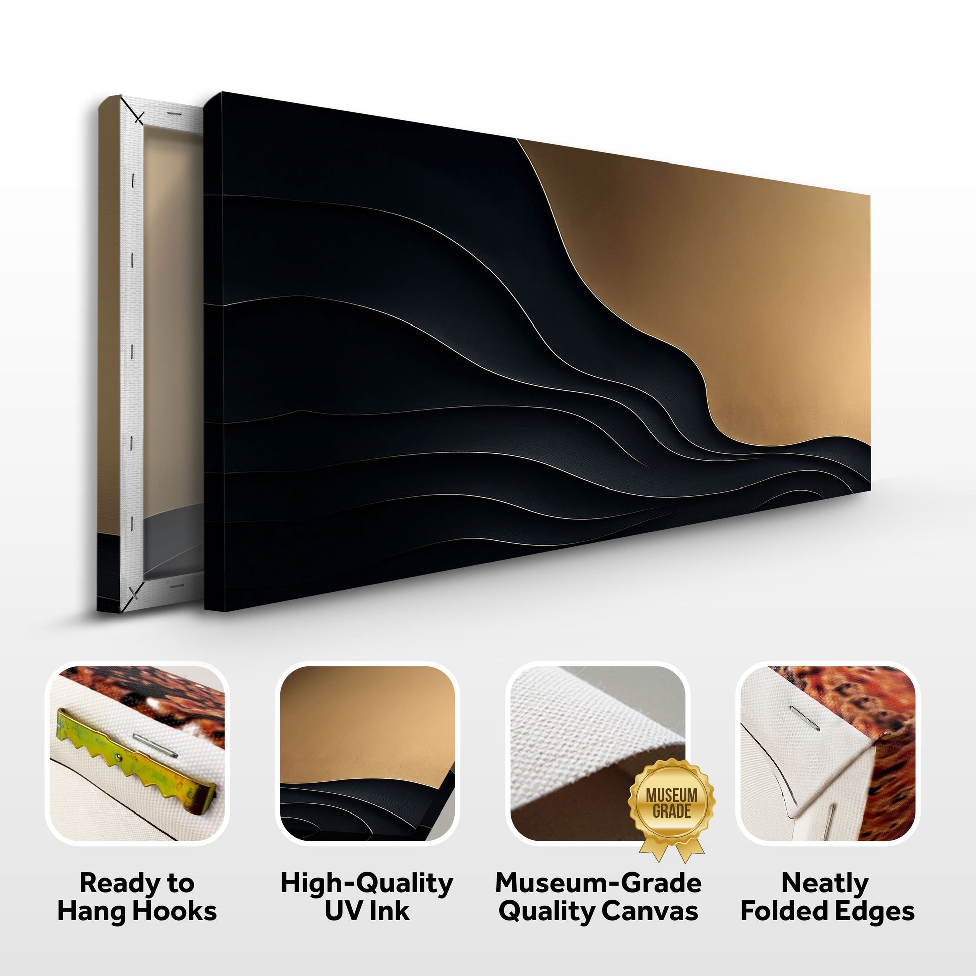 Canvas Black and Gold Minimalist Abstract X by Tailored Canvases, abstract design on Tampa Home & Garden Store