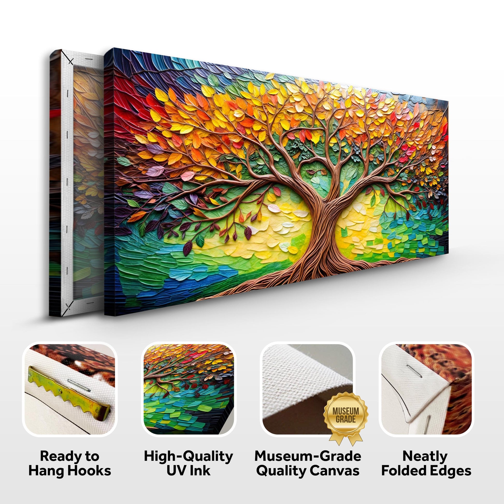 Tree Of Life Wall Art canvas, 3-panel Tailored Canvases crafting canvas with leaves on Tampa Home & Garden Store