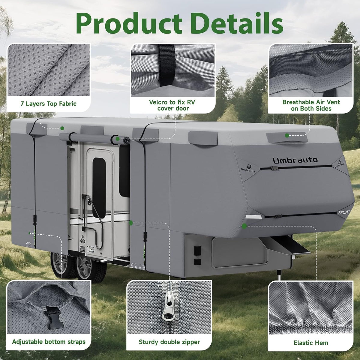 Umbrauto 5th Wheel RV Cover with upgraded 7-layer top fabric, anti-UV and waterproof on Tampa Home & Garden Store