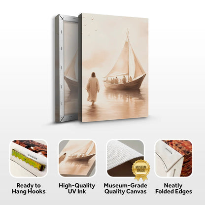 Jesus Christ Walking On Water Faith Wall Art VIII canvas duo by Tailored Canvases, sepia-toned on Tampa Home & Garden Store