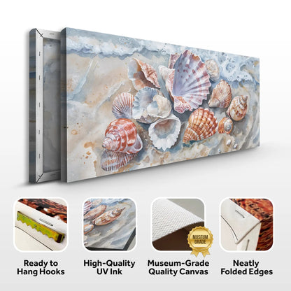 Sea Shells Modern Coastal Wall Art canvas, Tailored Canvases, three-panel gallery wrap on Tampa Home & Garden Store