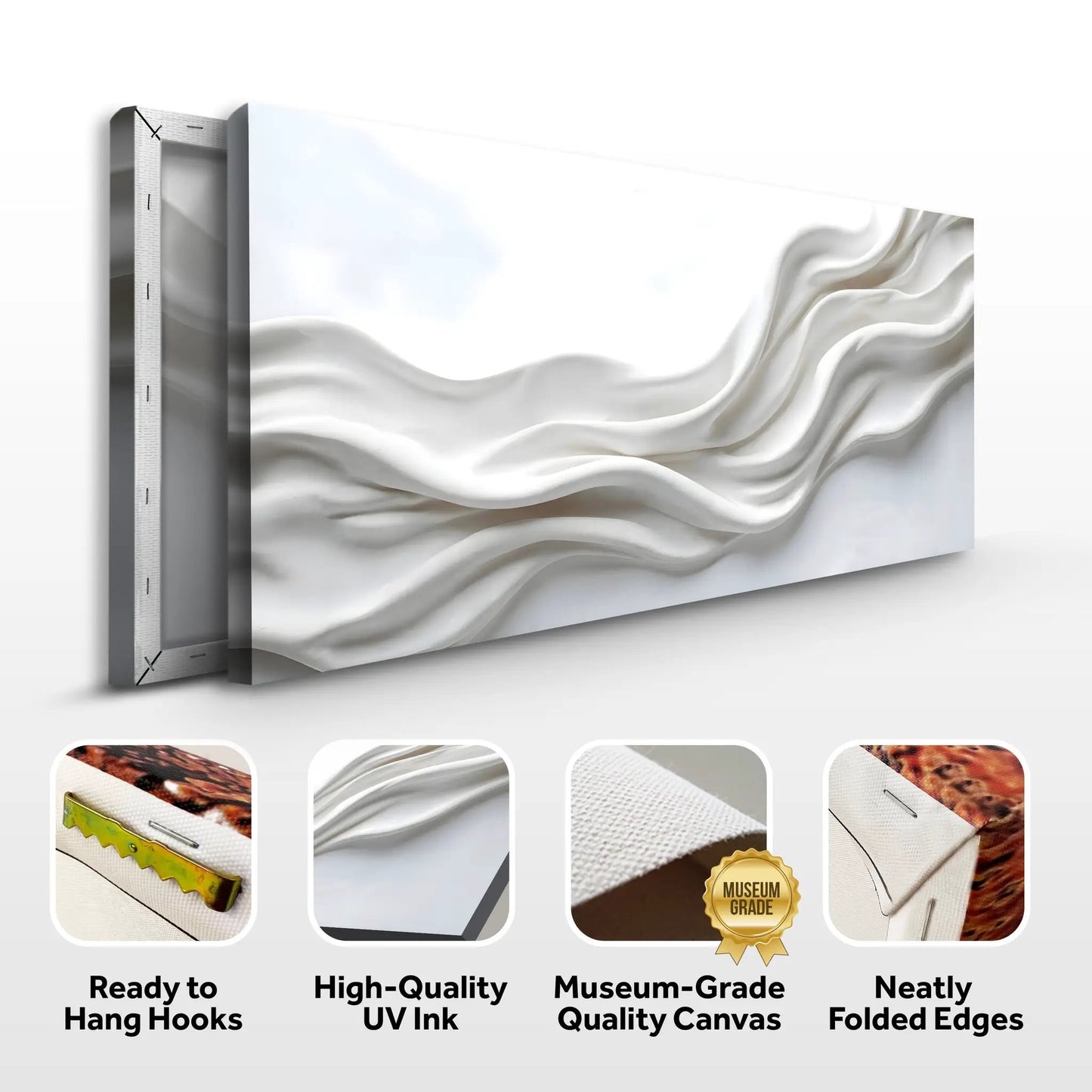 Wind Whispers Wall Art canvas by Tailored Canvases with white draped fabric design, gallery wrap on Tampa Home & Garden Store