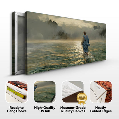 Walking on Water Faith Wall Art VI crafting canvas, misty seascape blue figure on Tampa Home & Garden Store