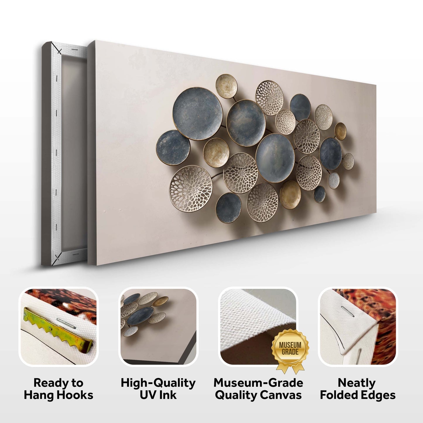 Lotus Leaf Abstract Wall Art IV canvas by Tailored Canvases; blue and beige lotus pods cluster on Tampa Home & Garden Store