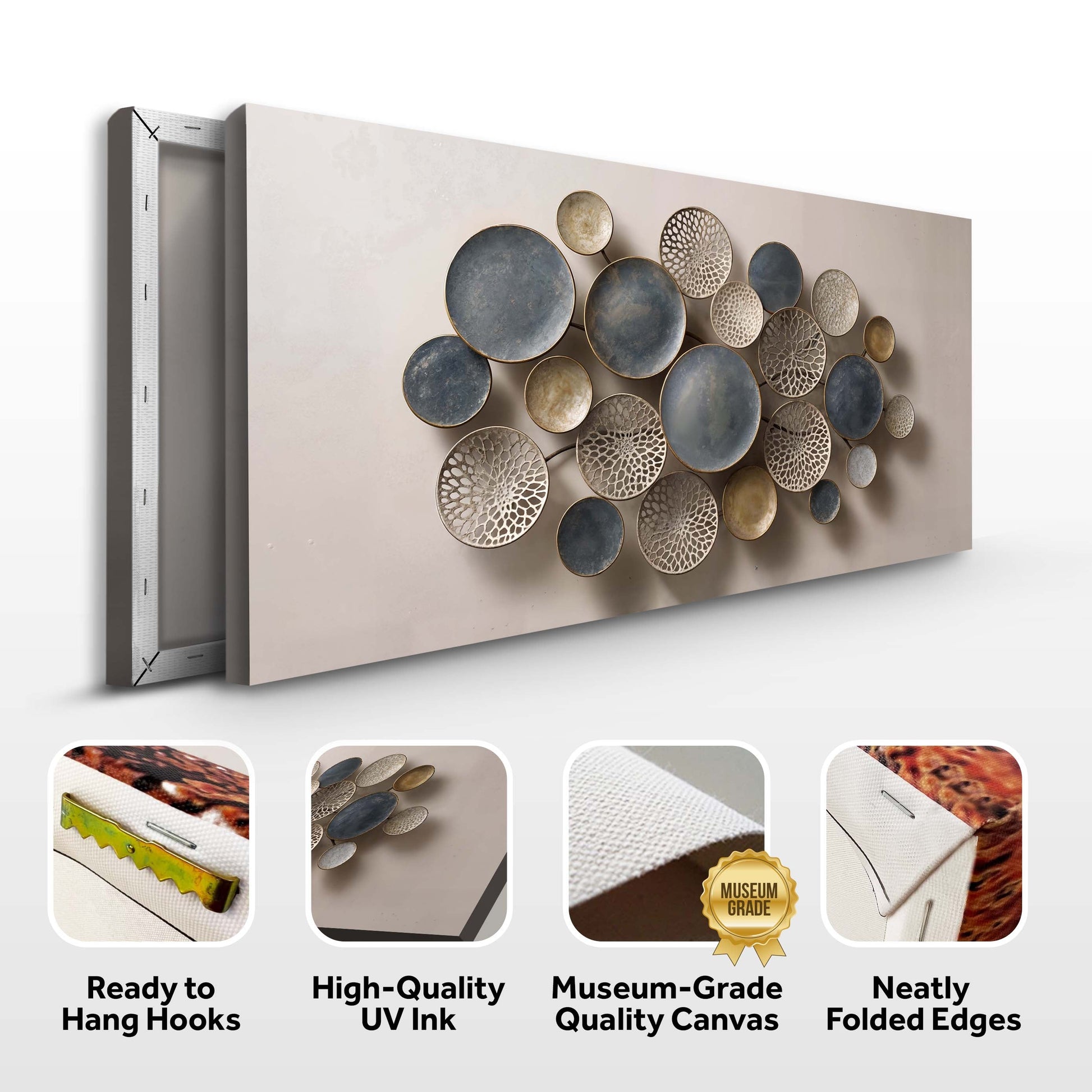 Lotus Leaf Abstract Wall Art IV canvas by Tailored Canvases; blue and beige lotus pods cluster on Tampa Home & Garden Store