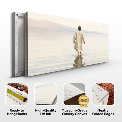 Reflections Faith Wall Art XII canvas Tailored Canvases shows robed figure at shoreline on Tampa Home & Garden Store
