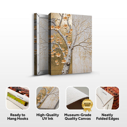 Ivory Seasons Wall Art canvas 4 panels crafting canvas with gold blossoms on branches on Tampa Home & Garden Store