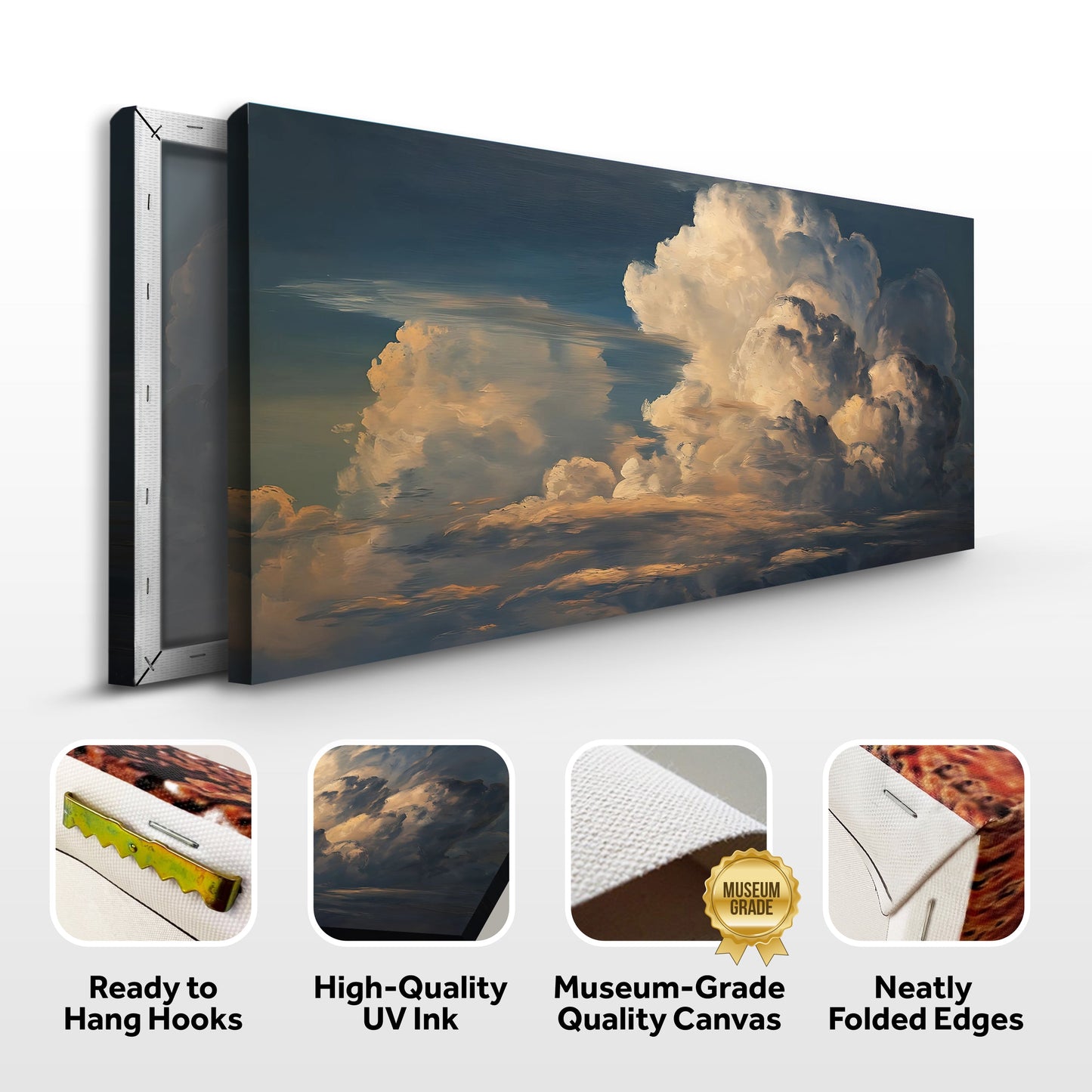 Cloud Wall Art canvas by Tailored Canvases with moody blue sky and golden clouds on Tampa Home & Garden Store