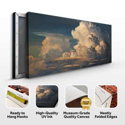 Cloud Wall Art canvas by Tailored Canvases with moody blue sky and golden clouds on Tampa Home & Garden Store
