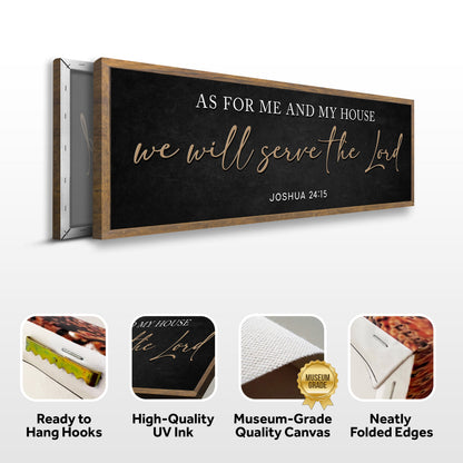 Canvas Tailored Canvases sign III with wood frame and As For Me And My House inscription on Tampa Home & Garden Store
