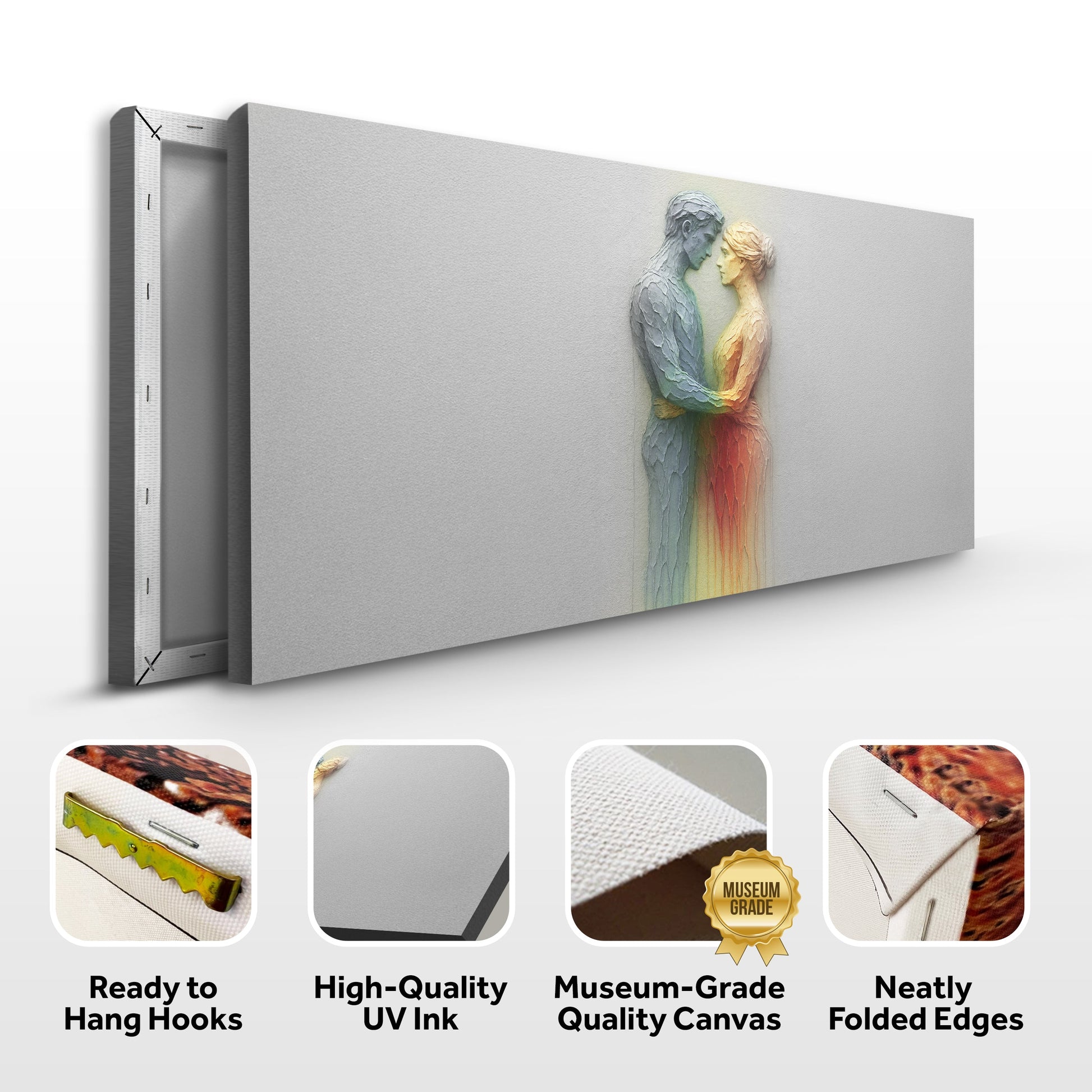 Find Romance Abstract Wall Art canvas rainbow embracing figures on gray canvas Tailored Canvases on Tampa Home & Garden Store