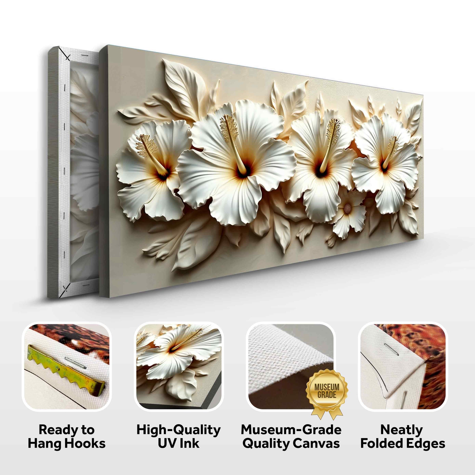 Floral Abstract Wall Art VII canvas by Tailored Canvases; cream petals on beige background on Tampa Home & Garden Store