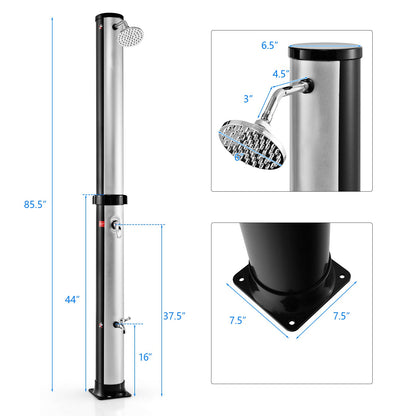 GemGear 7.2 ft solar-heated outdoor shower column with free-rotating chrome shower head on Tampa Home & Garden Store