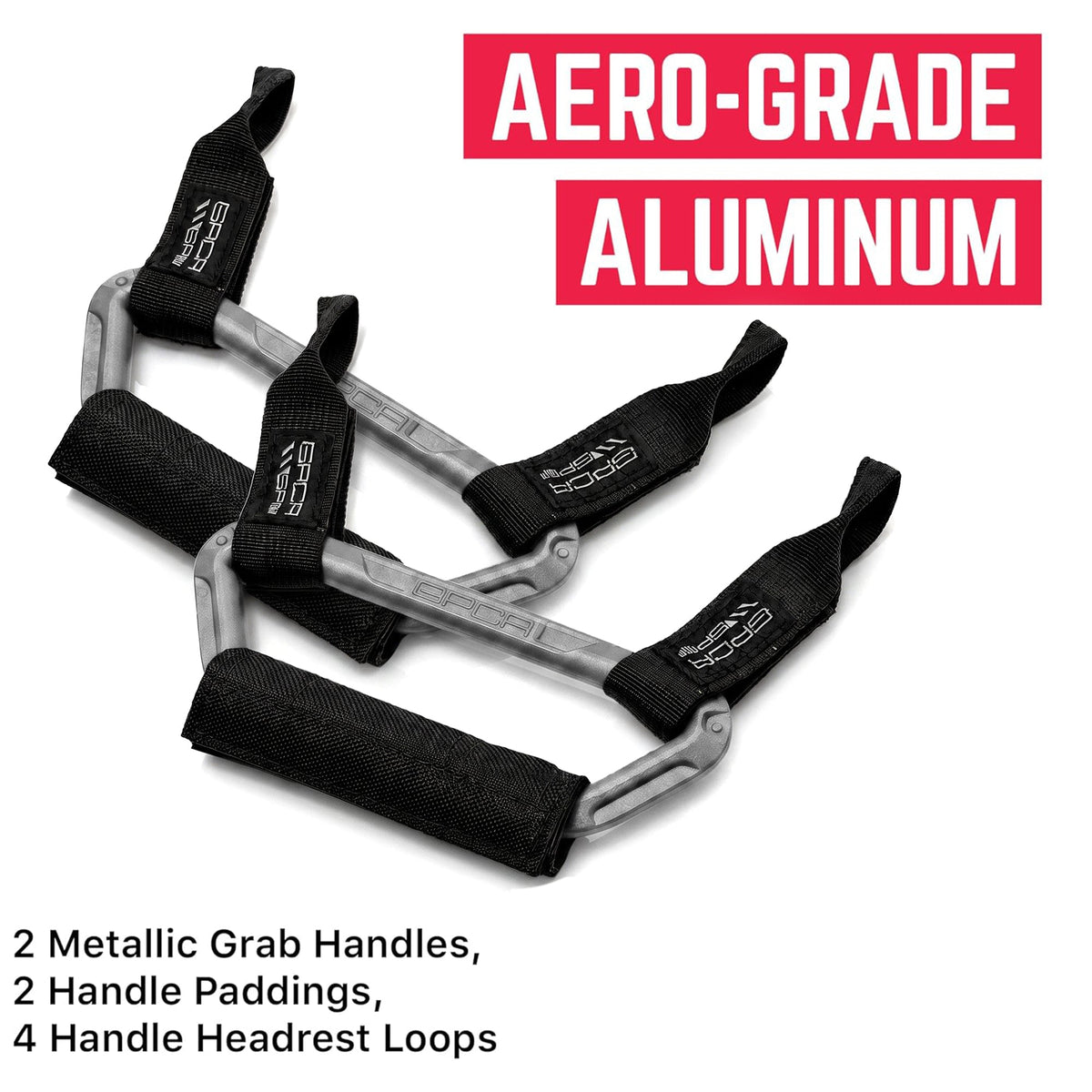 Back Grip PRO Headrest Handles for Tesla S/3/Y, 2-piece aero-grade aluminum GPCA, black straps on Tampa Home & Garden Store