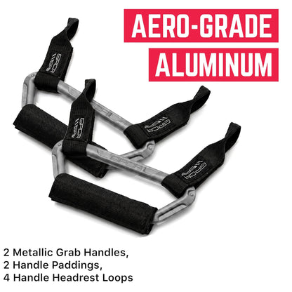 Back Grip PRO Headrest Handles for Tesla S/3/Y, 2-piece aero-grade aluminum GPCA, black straps on Tampa Home & Garden Store