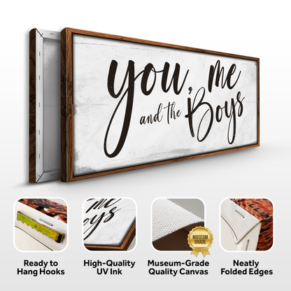 You Me and the Boys Farmhouse Bedroom Sign III canvas with wood frame by Tailored Canvases on Tampa Home & Garden Store