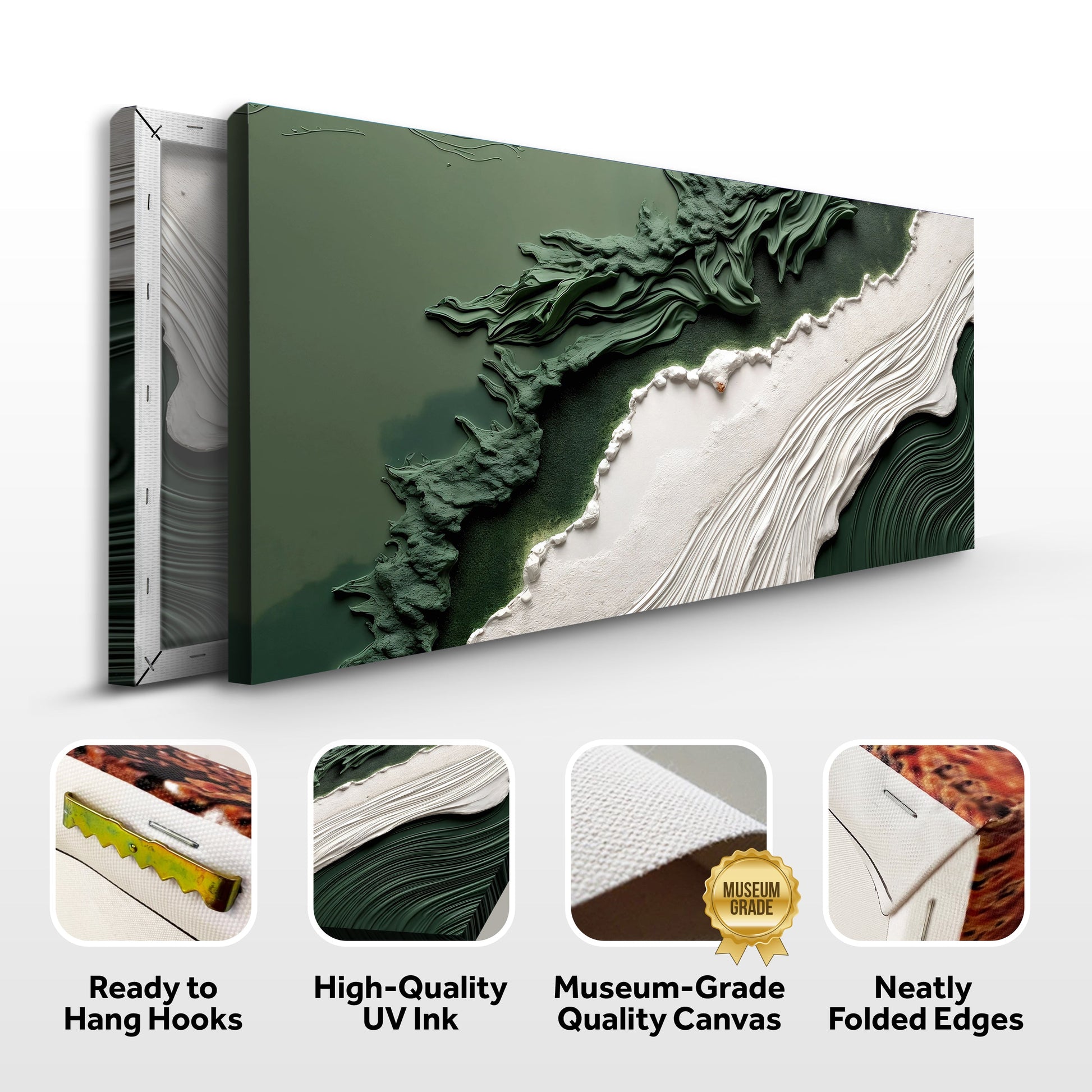 Green Rivers Abstract Wall Art VI canvas, 3-panel textured river design by Tailored Canvases on Tampa Home & Garden Store