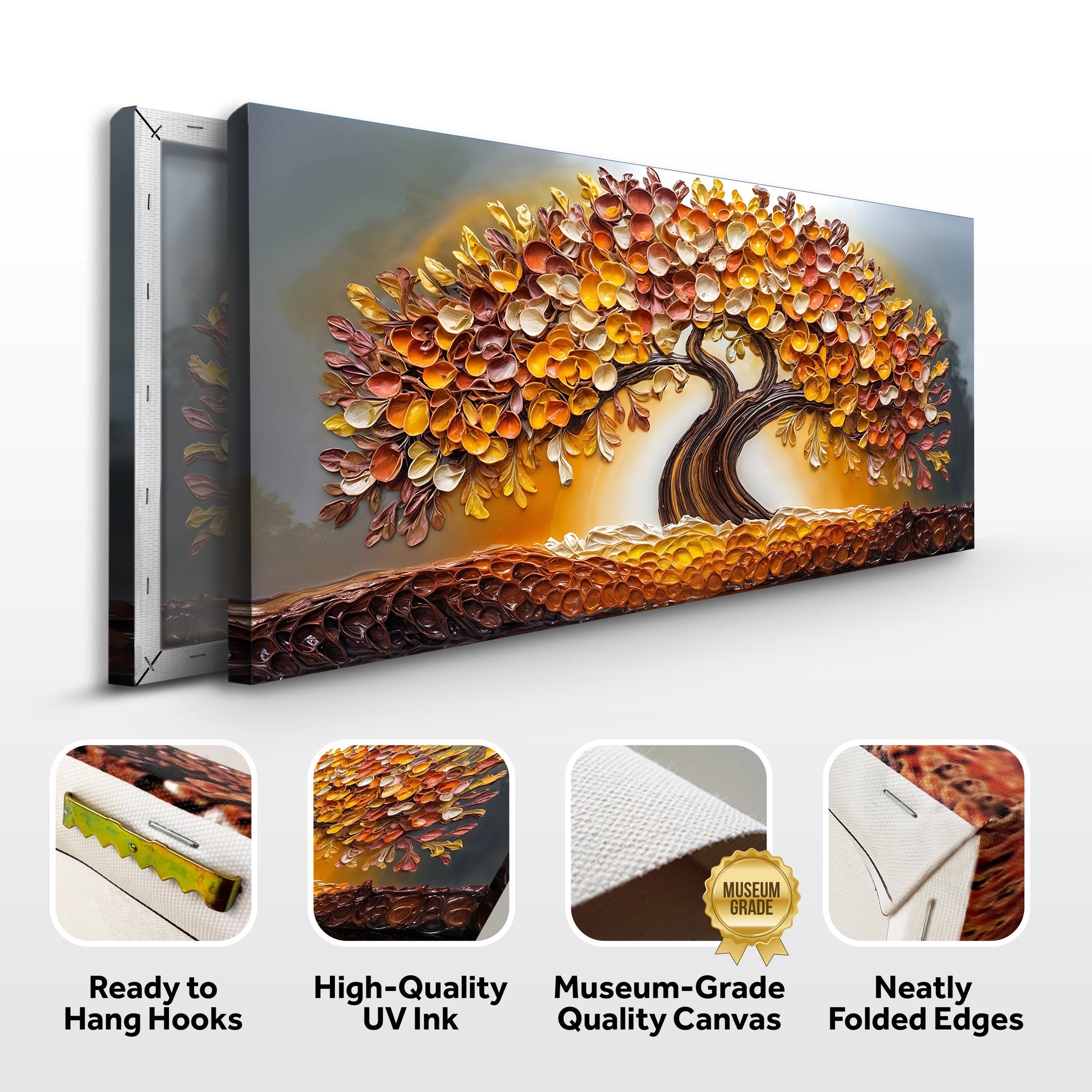 Golden Autumn Wall Art canvas, Tailored Canvases crafting canvas with a colorful leaf tree on Tampa Home & Garden Store