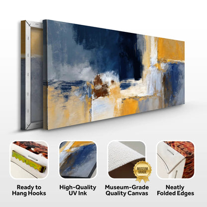 Abstract Geometric Lines Wall Art IV canvas by Tailored Canvases in blue and gold tones on Tampa Home & Garden Store