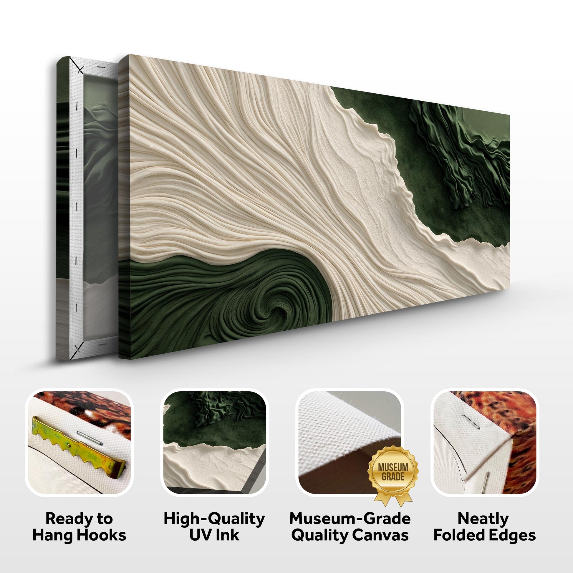 Green Rivers Abstract Wall Art XI canvas with beige and olive green textured swirls on Tampa Home & Garden Store