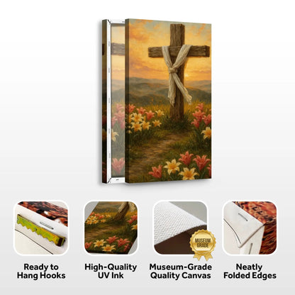 Cross and Flowers Faith Wall Art III Canvas