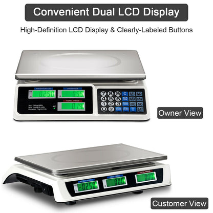 Balanza electrónica de cálculo de precios de 66 lb con pantalla LCD