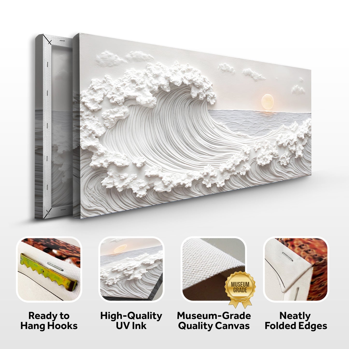 Ocean Waves Abstract Wall Art canvas by Tailored Canvases; textured wave relief with clouds on Tampa Home & Garden Store