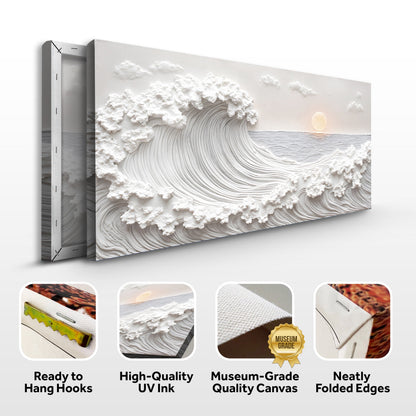 Ocean Waves Abstract Wall Art canvas by Tailored Canvases; textured wave relief with clouds on Tampa Home & Garden Store