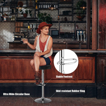 Juego de 2 taburetes de bar redondos giratorios ajustables - Sillas de pub - Negro