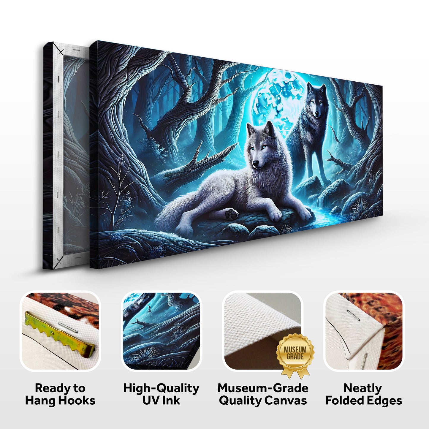 3D Wolves Wall Art canvas Crafting Canvas Tailored Canvases icy blue forest on Tampa Home & Garden Store