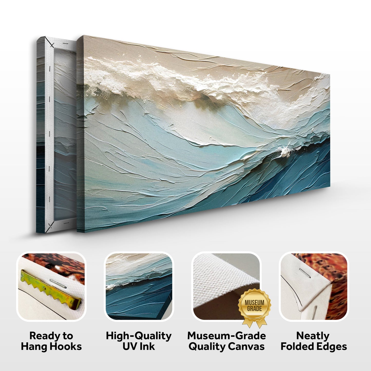 Beige crafting canvas wall art with abstract ocean-wave texture Tailored Canvases on Tampa Home & Garden Store
