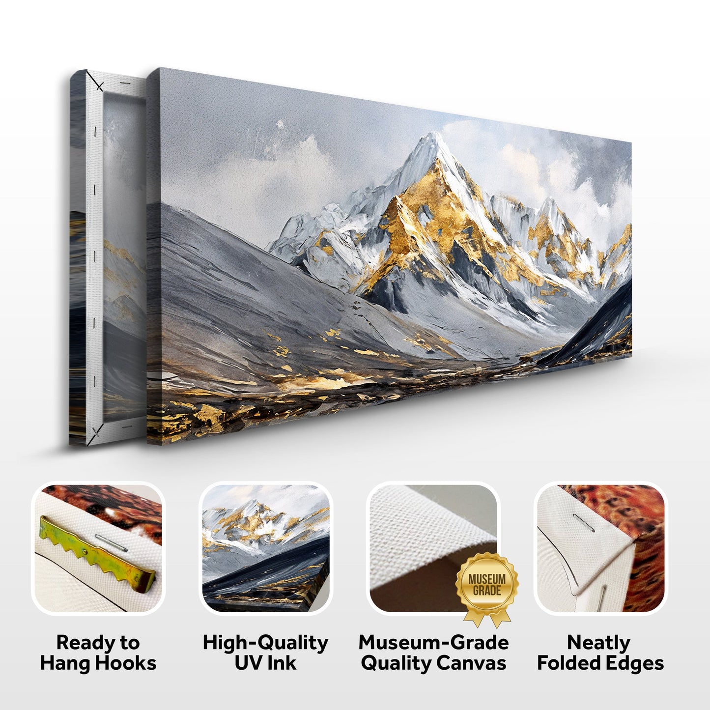 Mountain Minimalist Wall Art III canvas by Tailored Canvases, gray-gold mountain landscape on Tampa Home & Garden Store