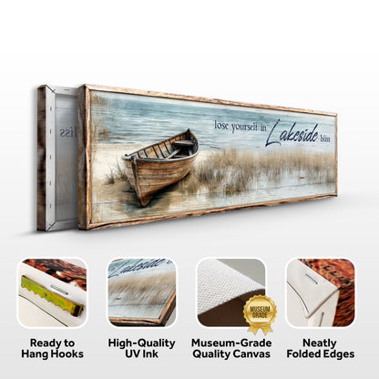 Lose Yourself in Lakeside Bliss Lake House Sign II canvas by Tailored Canvases blue scene on Tampa Home & Garden Store