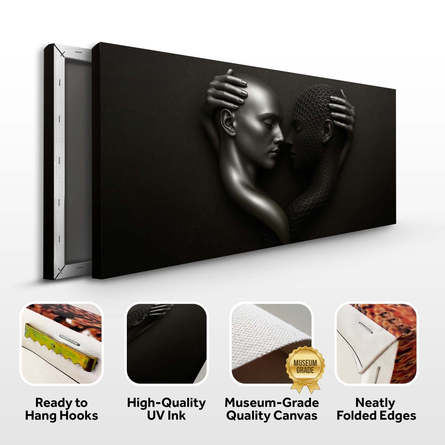 Canvas Eternal Love Figure Abstract Wall Art III Tailored Canvases, black grayscale hands on Tampa Home & Garden Store