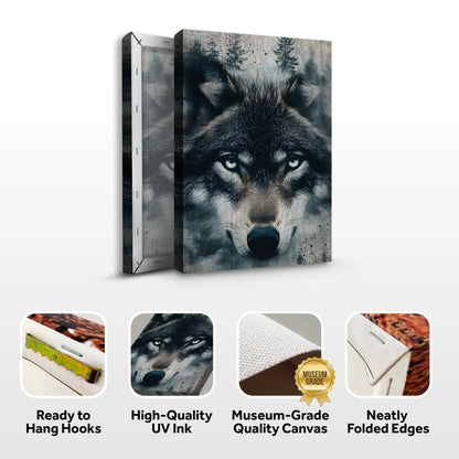 Wolf Double Exposure Wall Art III canvas by Tailored Canvases wolf portrait merged with forest on Tampa Home & Garden Store