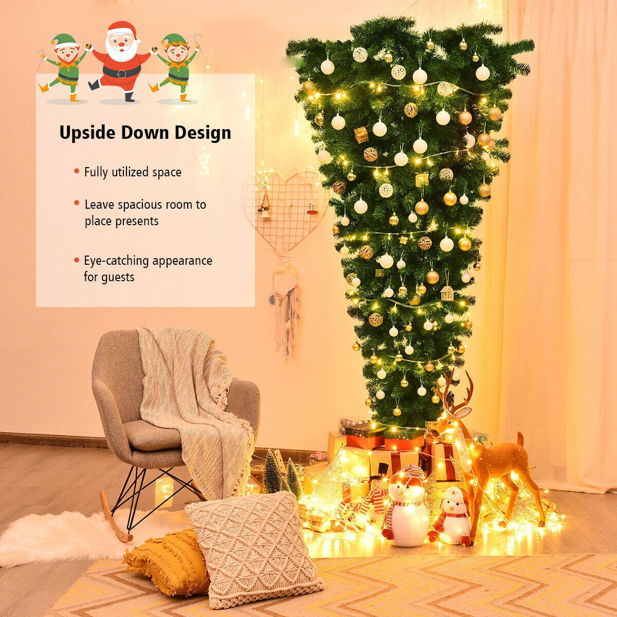 7 ft upside-down artificial Christmas tree DirectDeals with green branches on Tampa Home & Garden Store