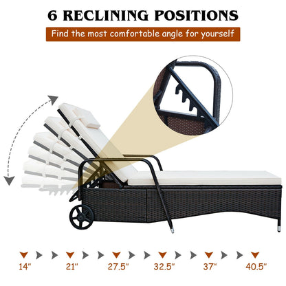 Tumbona reclinable acolchada para exteriores con respaldo ajustable