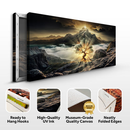 Burning Bush Faith Wall Art II canvas by Tailored Canvases; golden sunset over rocky peaks on Tampa Home & Garden Store