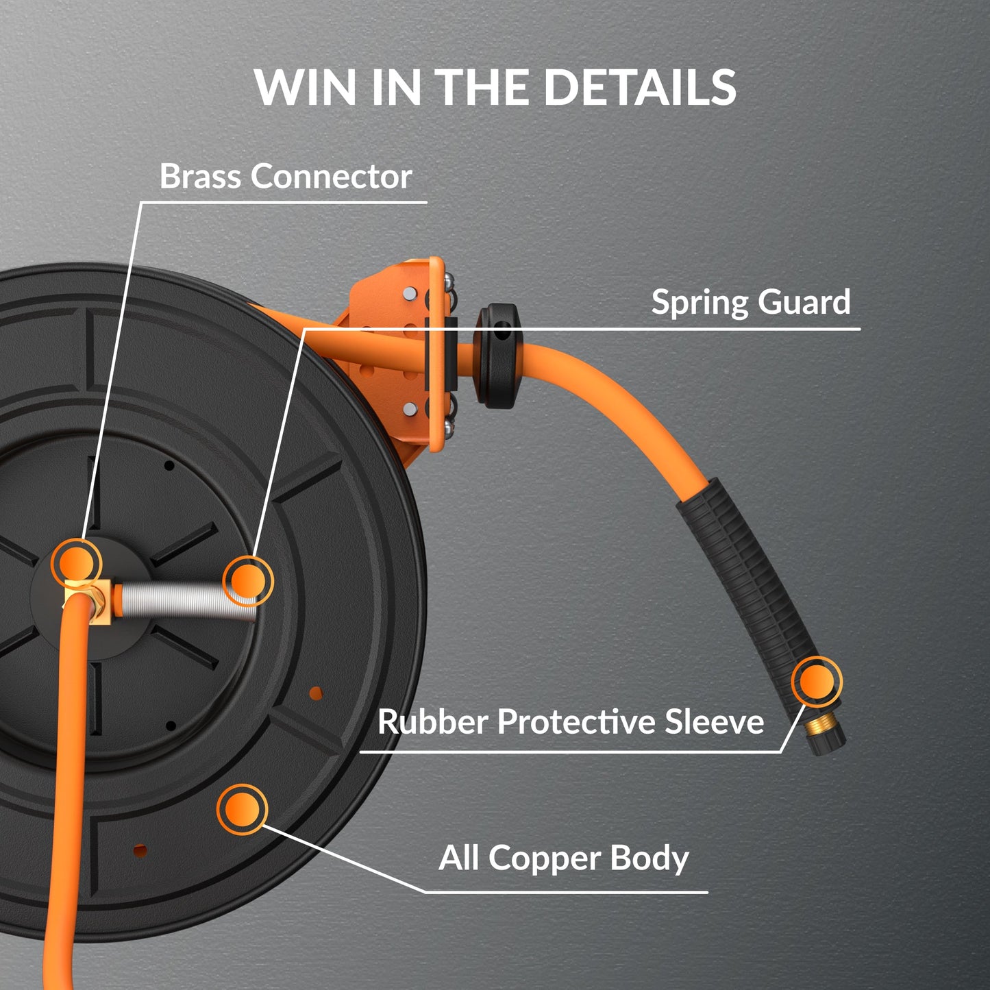 Enrouleur de tuyau d'air rétractable - Enrouleur en acier allié - 3/8 po