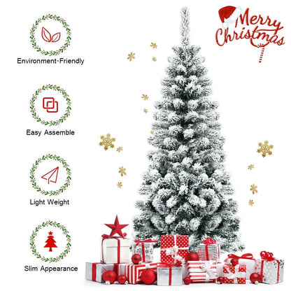 4.5 Feet Unlit Hinged Snow Flocked Pencil Tree