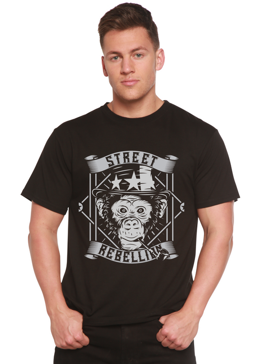 Street Men's Bamboo Viscose/Organic Cotton Tee black with ape print by Spun Bamboo on Tampa Home & Garden Store
